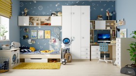Детская комната Санни (Белый/корпус Клен) в Казани - kazan.katalogmebeli.com | фото