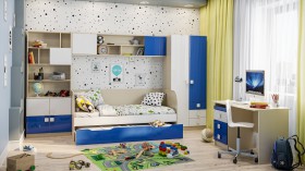 Детская комната Скай Люкс (Синий/Белый/корпус Клен) в Казани - kazan.katalogmebeli.com | фото