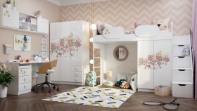 Детская комната Совушки (Белый/корпус Выбеленное дерево) в Казани - kazan.katalogmebeli.com | фото