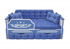 Кровать 180 серии Спорт 2 ящика 85 Синий (подушки) в Казани - kazan.katalogmebeli.com | фото