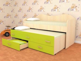Кровать детская Нимфа двухместная 2.0 Дуб молочный/Лайм в Казани - kazan.katalogmebeli.com | фото
