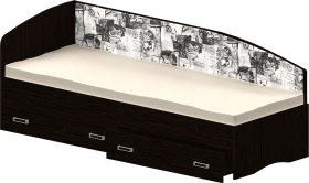 Кровать Софа-9 с мягкой спинкой с рисунком Милана (900х2000) Венге в Казани - kazan.katalogmebeli.com | фото