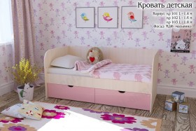 Мальвина Кровать детская 2 ящика 1.6 Розовыйй глянец в Казани - kazan.katalogmebeli.com | фото