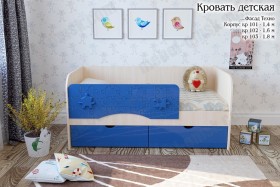 Техно Кровать детская 2 ящика 1.6 Синий глянец в Казани - kazan.katalogmebeli.com | фото